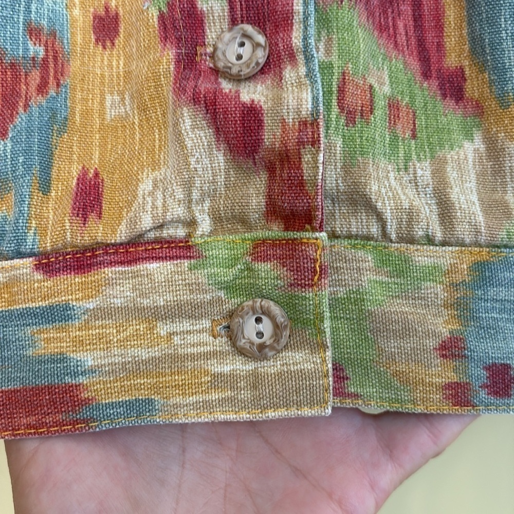 Coldwater Creek | Southwest Multicolor Abstract 100% Cotton Button Up Jacket L - Picture 11 of 17